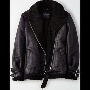 American eagle 🏍  suede Sherpa moto jacket .